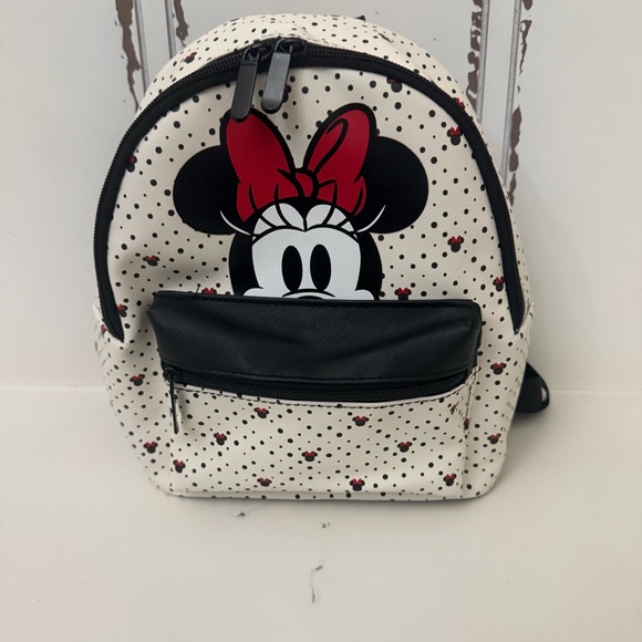 Disney Other - Minnie Mouse RED Bow White Mini Backpack 9 in x 11 in Two Pockets Disney